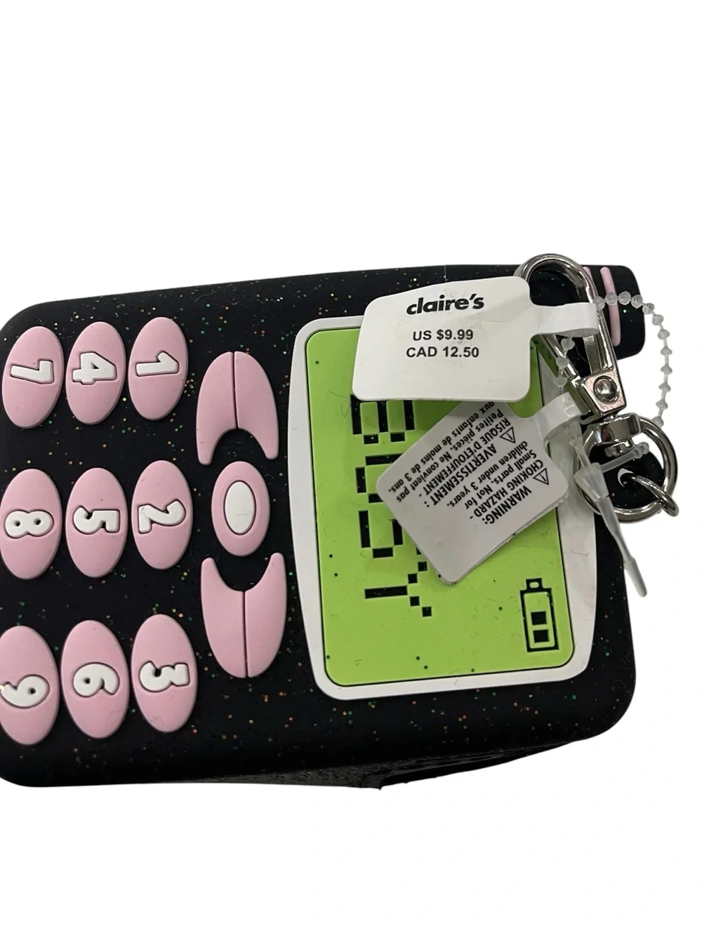 Novelty Black and Pink Phone Keychain Pouch - I'm Busy